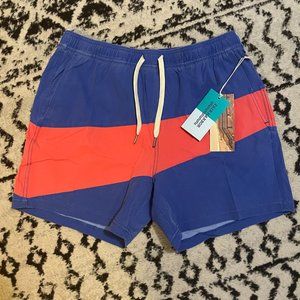 Fair Harbor Swim Trunk, Pink Colorblock Bungalow Trunk, Large